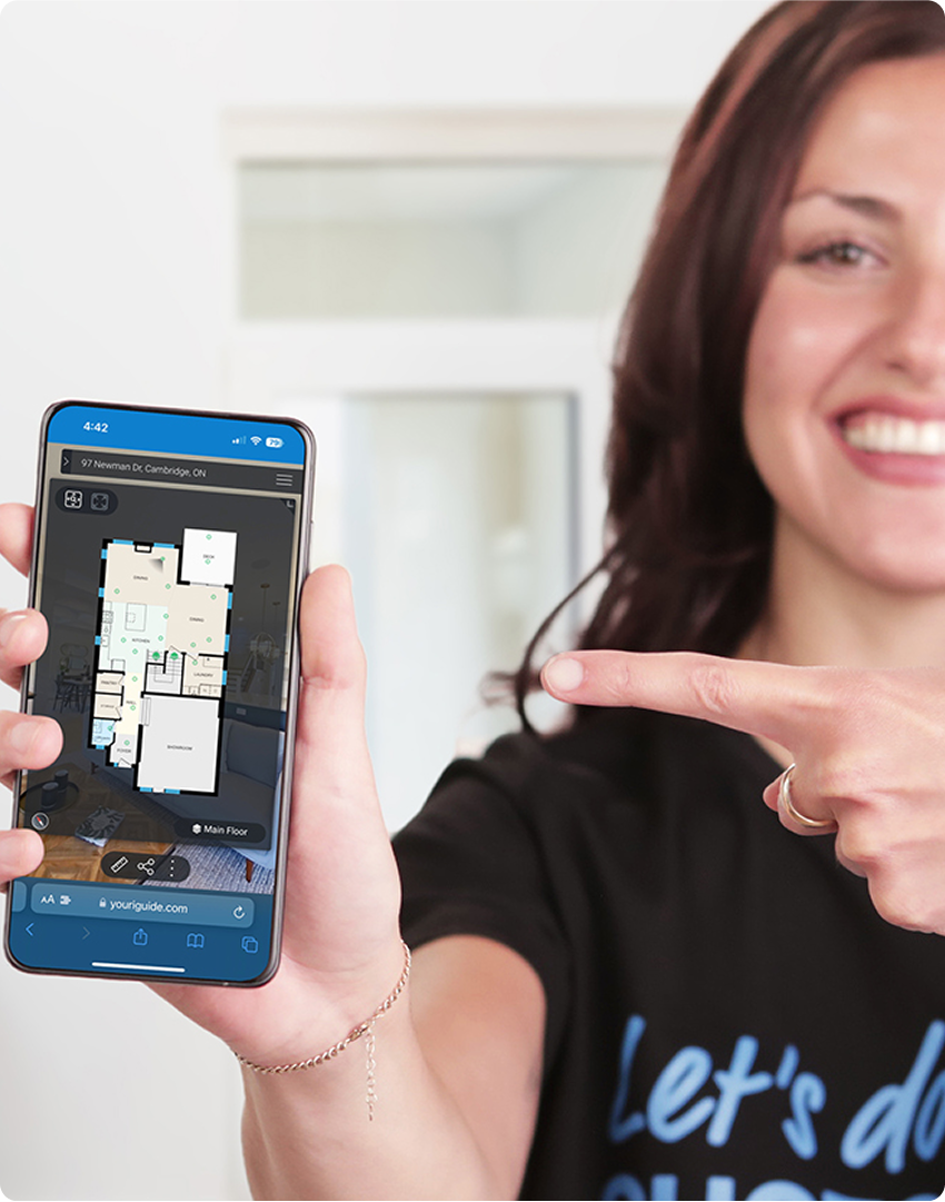 Professional pointing at phone